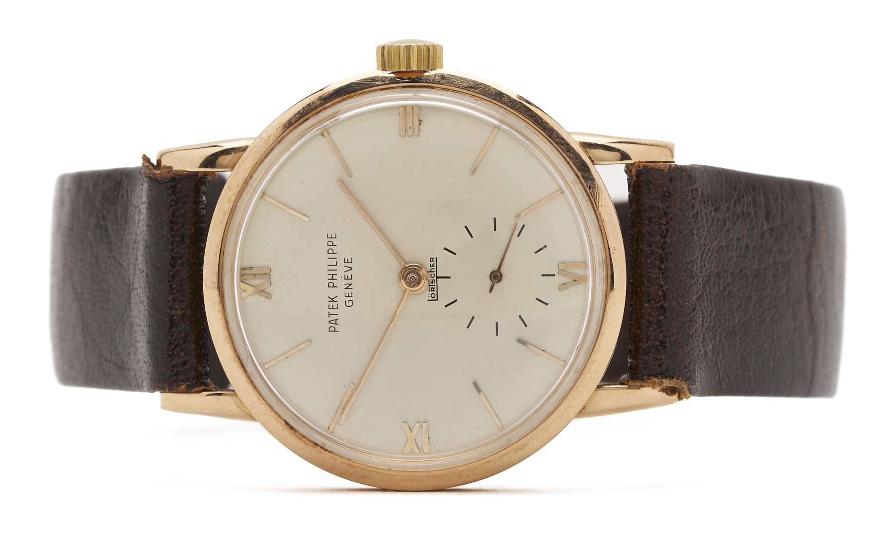 Lot 47: 18K Gold Men’s Patek Philipe Lortscher Wristwatch