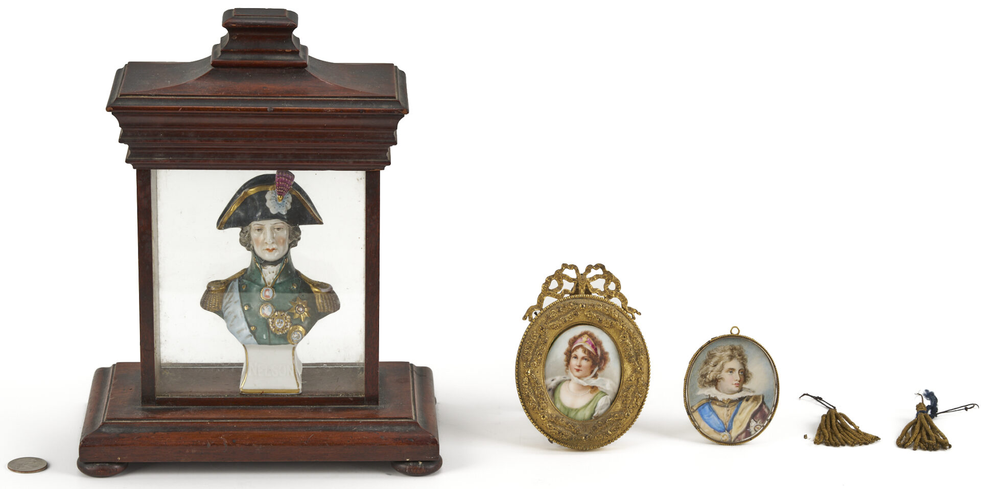 Lot 481: Miniature Bust of Lord Nelson plus 2 Miniature Portraits