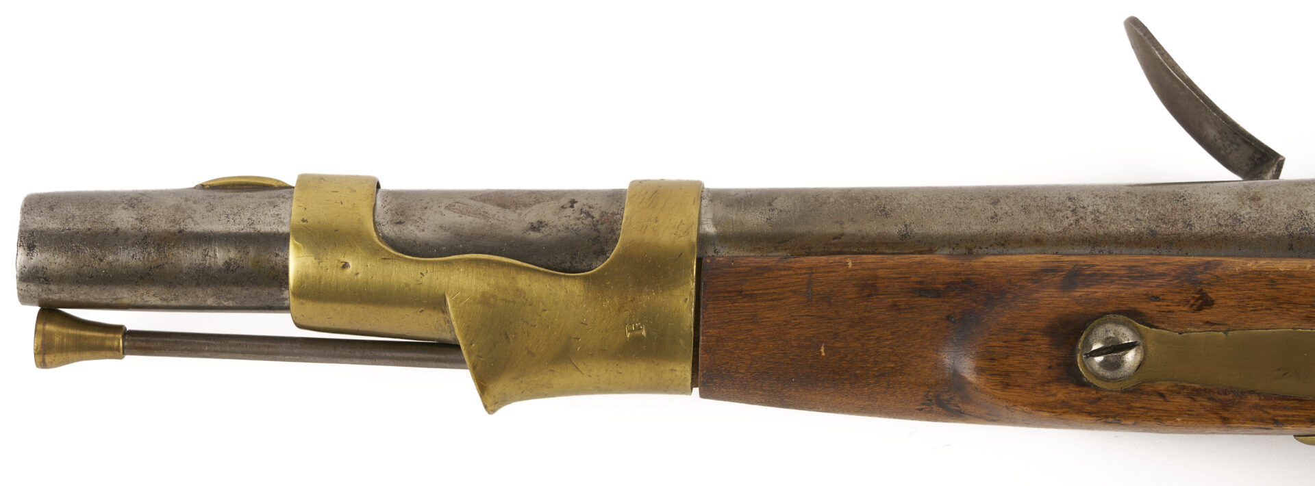Lot 483: Early 19th C. Russian Flintlock Pistol; plus 2 Powder Flasks
