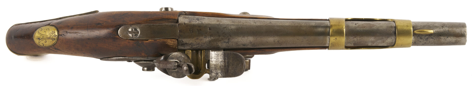 Lot 483: Early 19th C. Russian Flintlock Pistol; plus 2 Powder Flasks