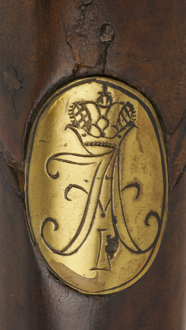 Lot 483: Early 19th C. Russian Flintlock Pistol; plus 2 Powder Flasks