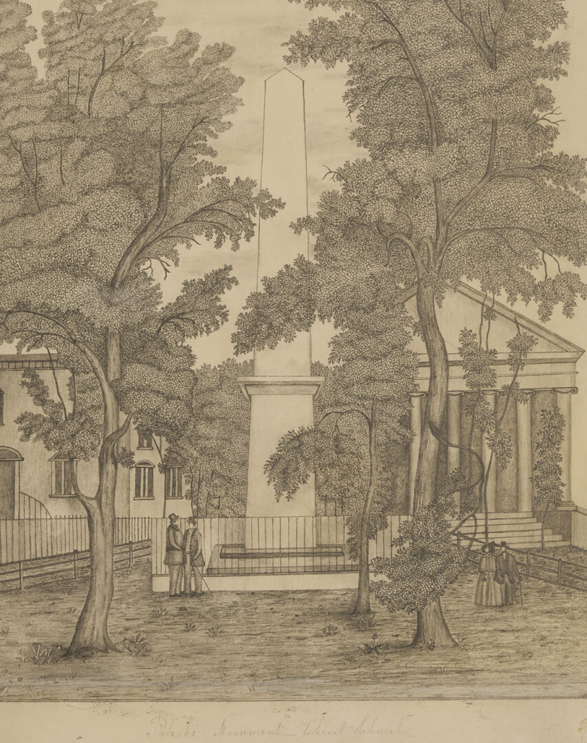 Lot 485: 2 Southern Regional Views: SC Female Institute, Pulaski Monument