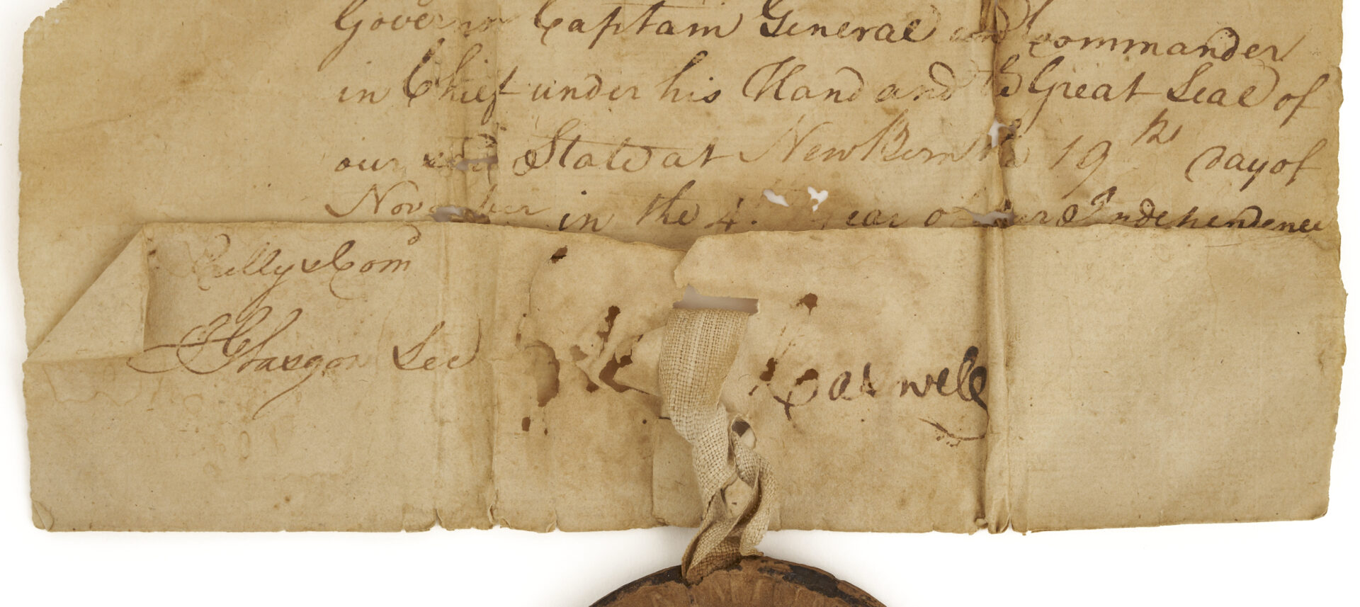 Lot 488: 2 Benjamin Cleveland Early NC Docs. Incl. Gov.-Signed, King’s Mountain, 1777-80