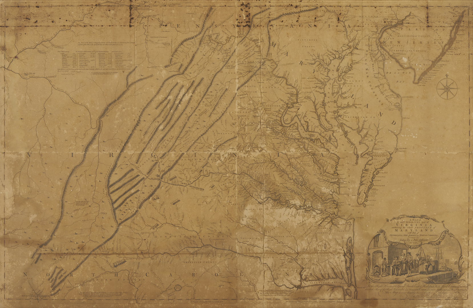 Lot 489: 1775 Map of Virginia, Fry and Jefferson, ex-John Tyler