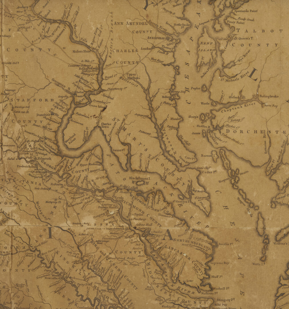 Lot 489: 1775 Map of Virginia, Fry and Jefferson, ex-John Tyler