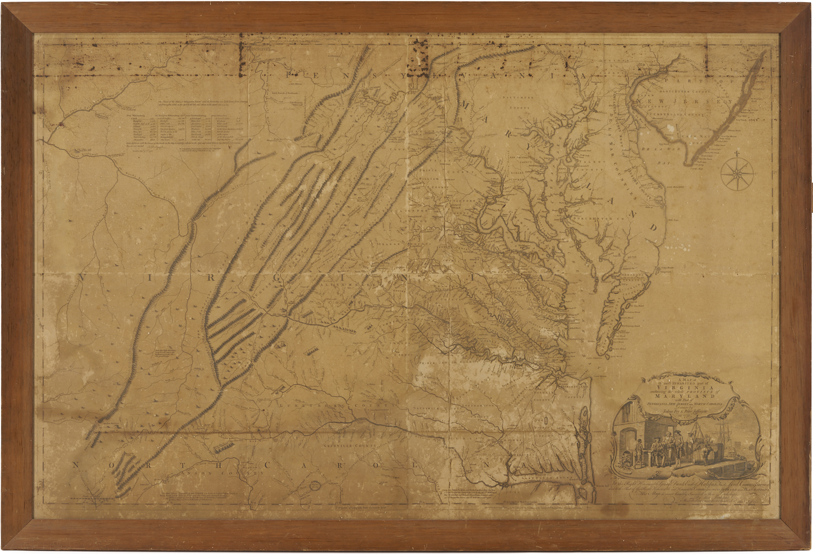 Lot 489: 1775 Map of Virginia, Fry and Jefferson, ex-John Tyler