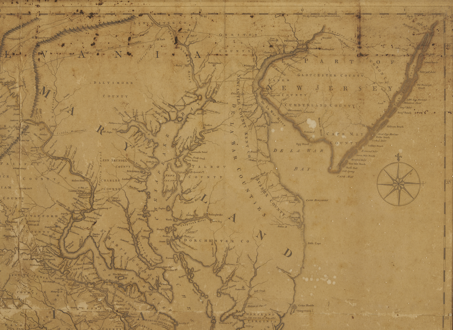 Lot 489: 1775 Map of Virginia, Fry and Jefferson, ex-John Tyler