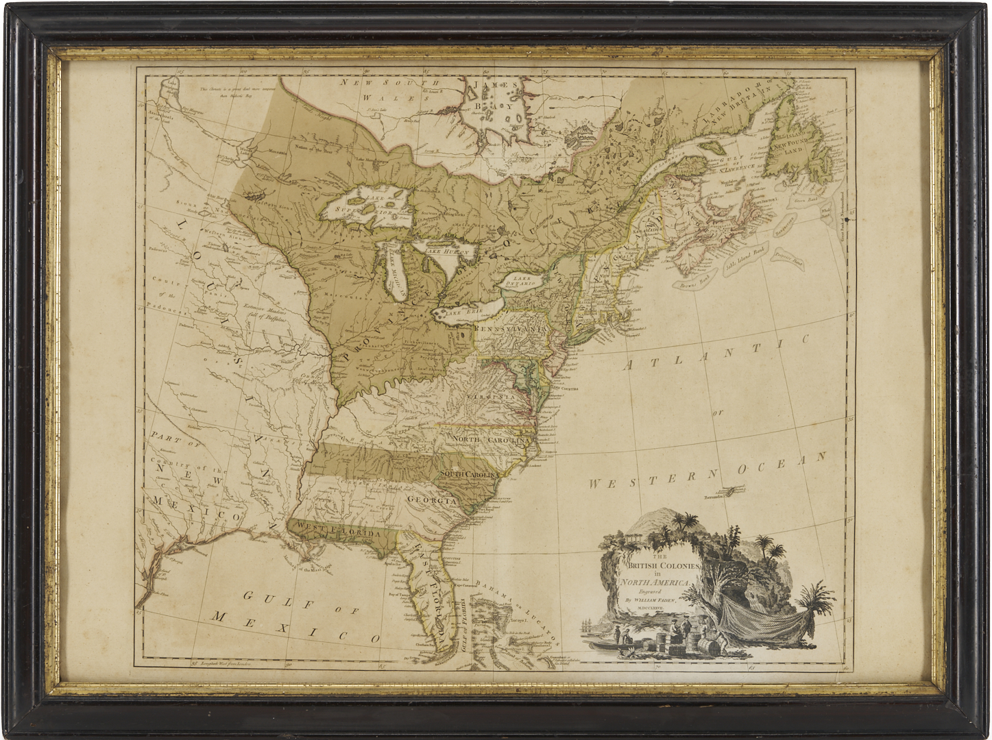 Lot 490: 1777 Map: Wm. Faden, British Colonies in N. America, ex. John Tyler