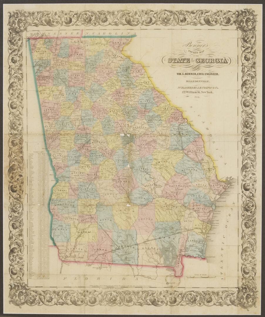 Lot 491: 1855 Georgia Pocket Map, W. G. Bonner