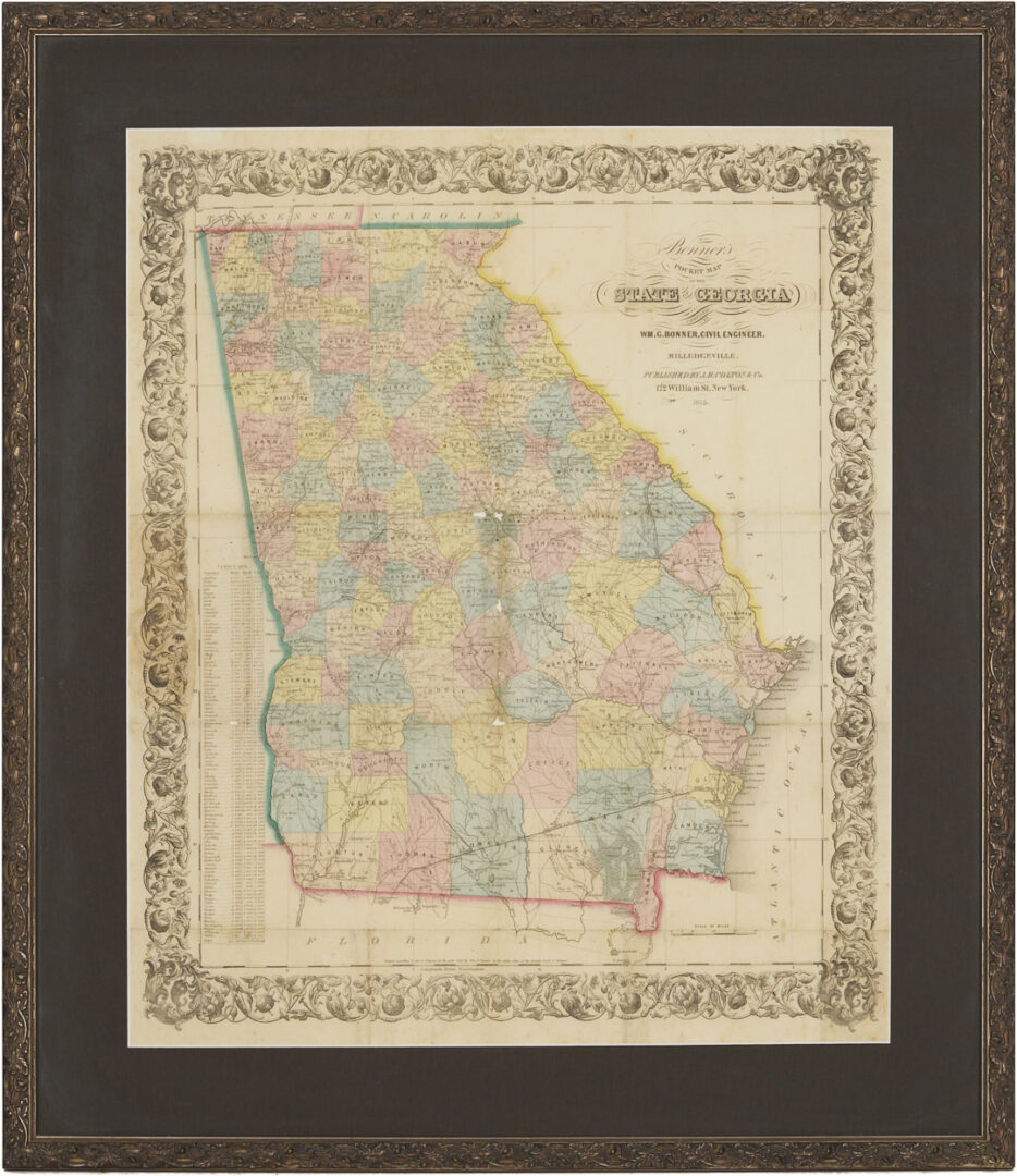Lot 491: 1855 Georgia Pocket Map, W. G. Bonner