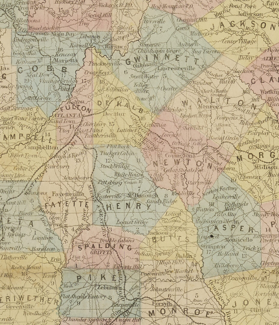 Lot 491: 1855 Georgia Pocket Map, W. G. Bonner