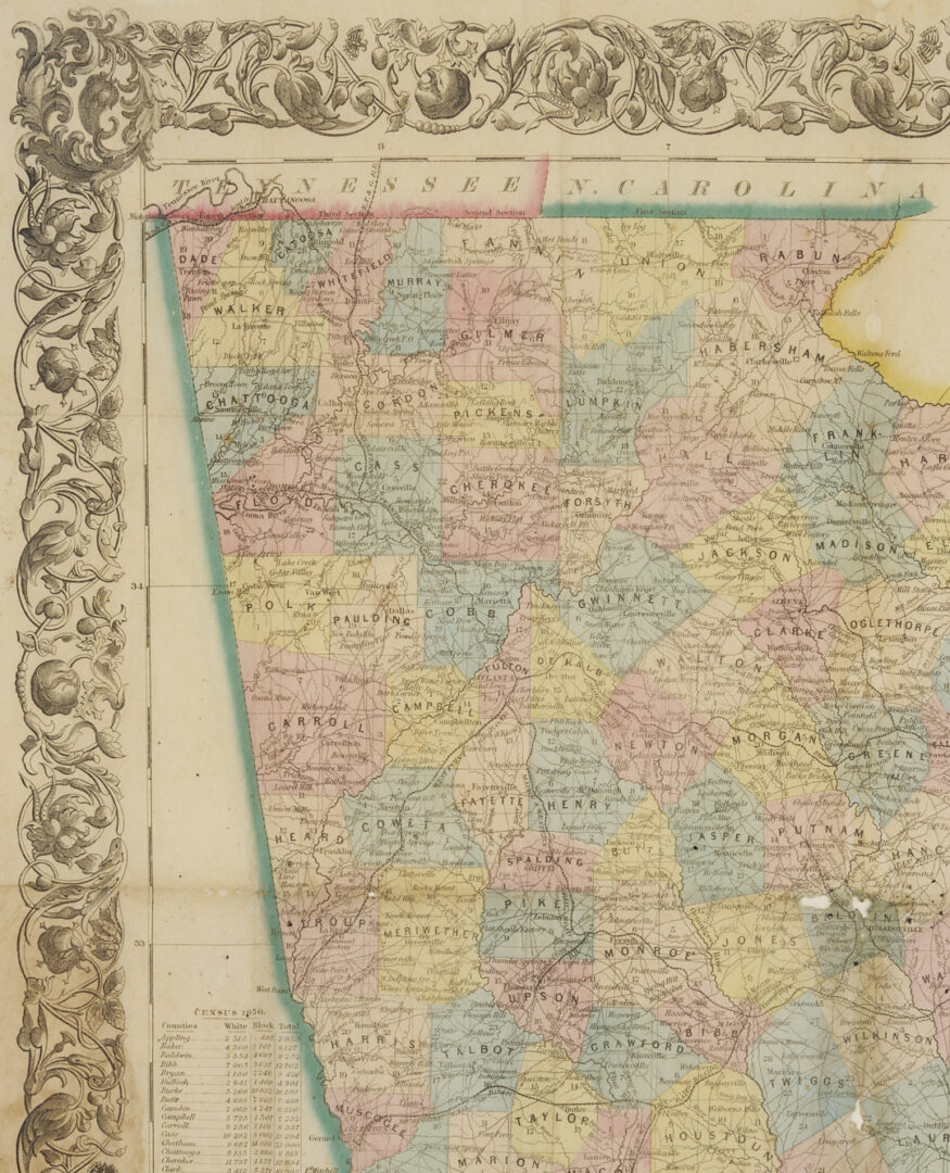 Lot 491: 1855 Georgia Pocket Map, W. G. Bonner