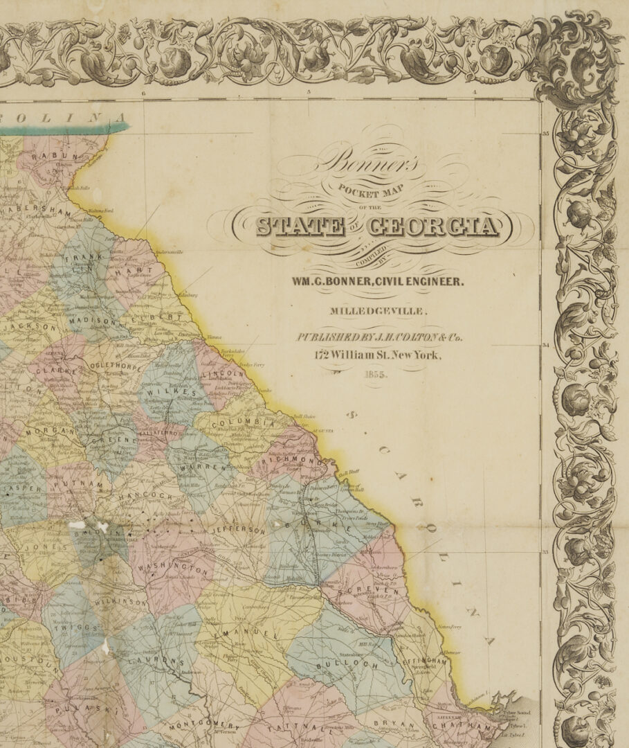 Lot 491: 1855 Georgia Pocket Map, W. G. Bonner