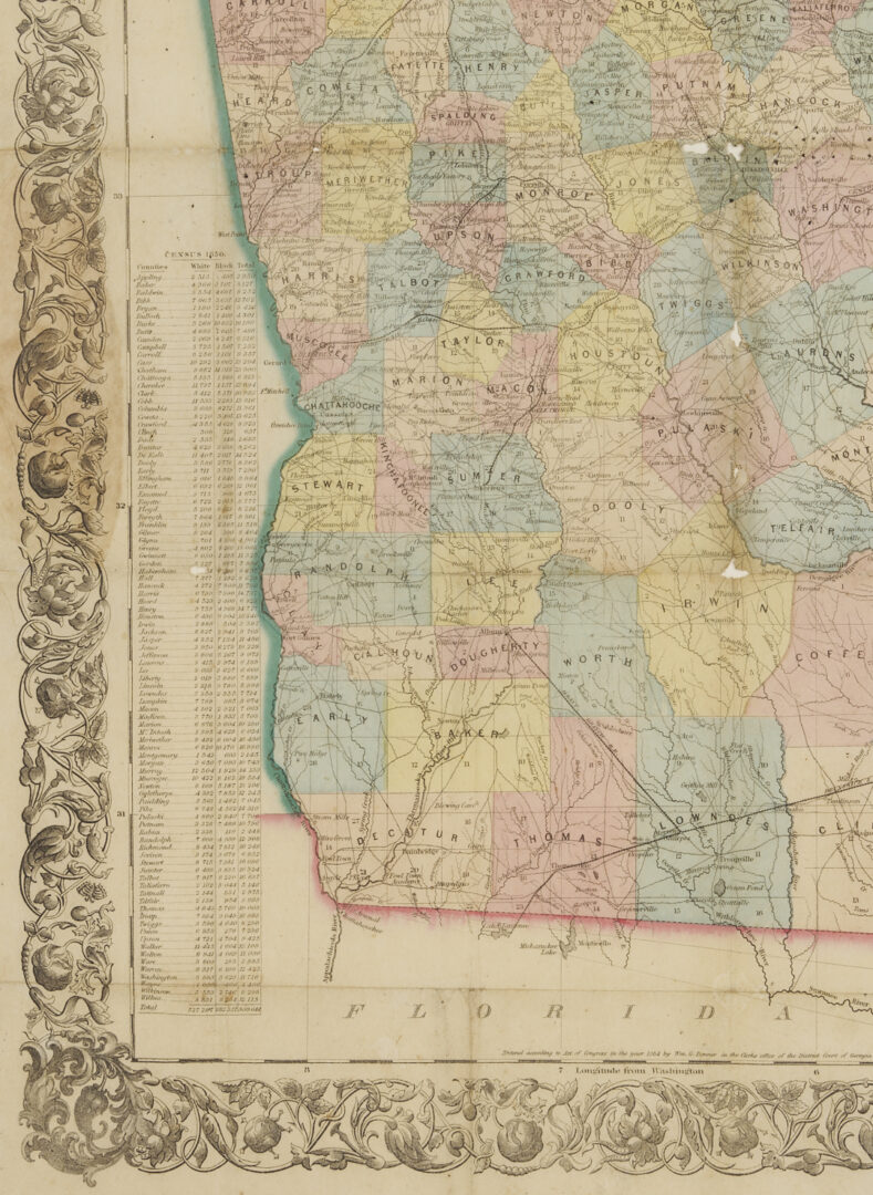 Lot 491: 1855 Georgia Pocket Map, W. G. Bonner