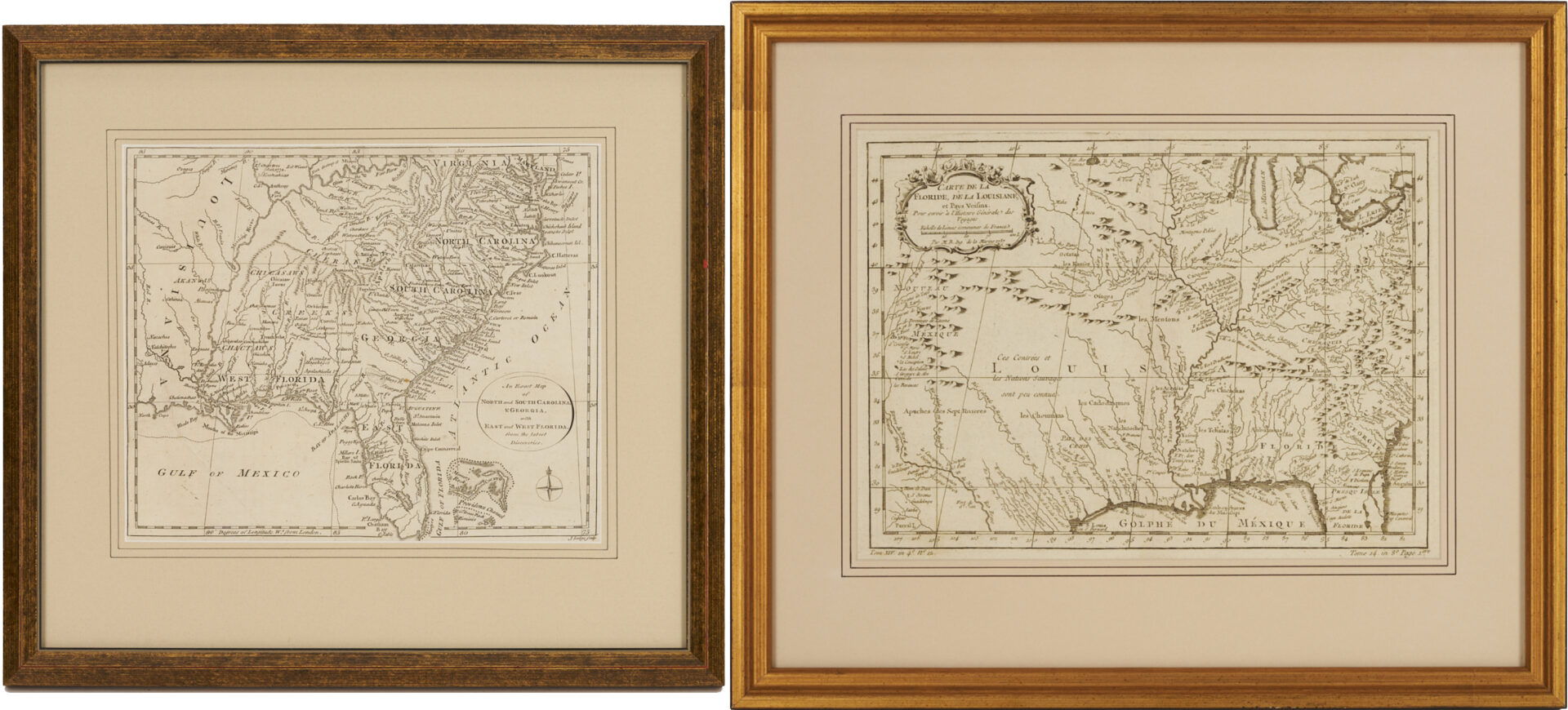 Lot 492: 2 18th C Maps of Southern United States Incl. Thomas Walker, Lodge & Bellin