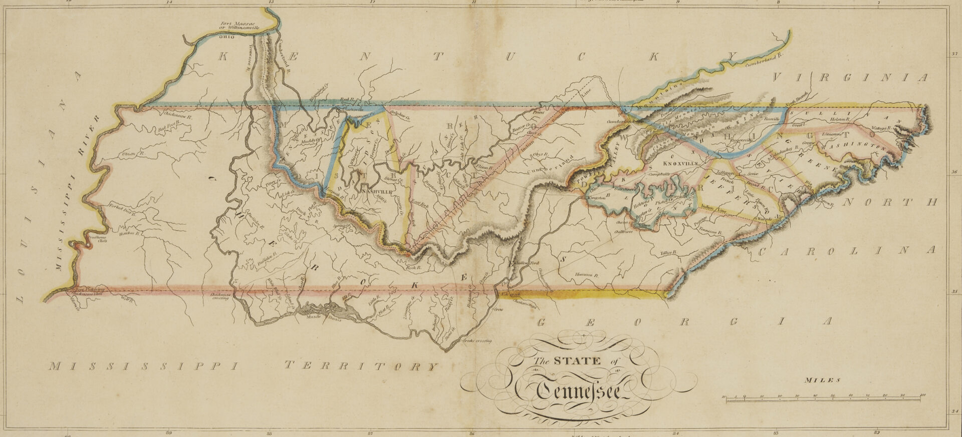 Lot 493: Early State of Tennessee Map, Matthew Carey, 1814