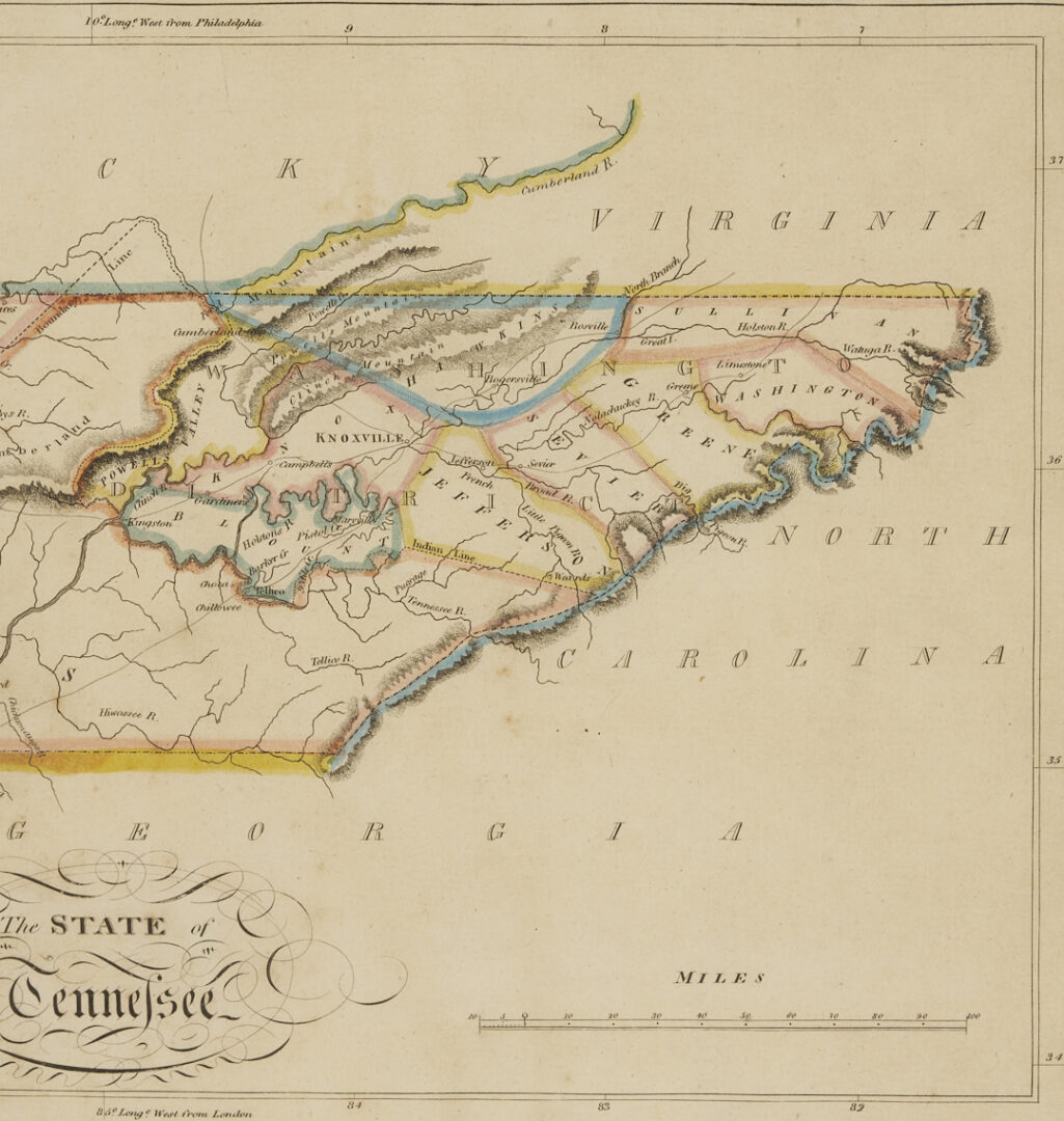 Lot 493: Early State of Tennessee Map, Matthew Carey, 1814