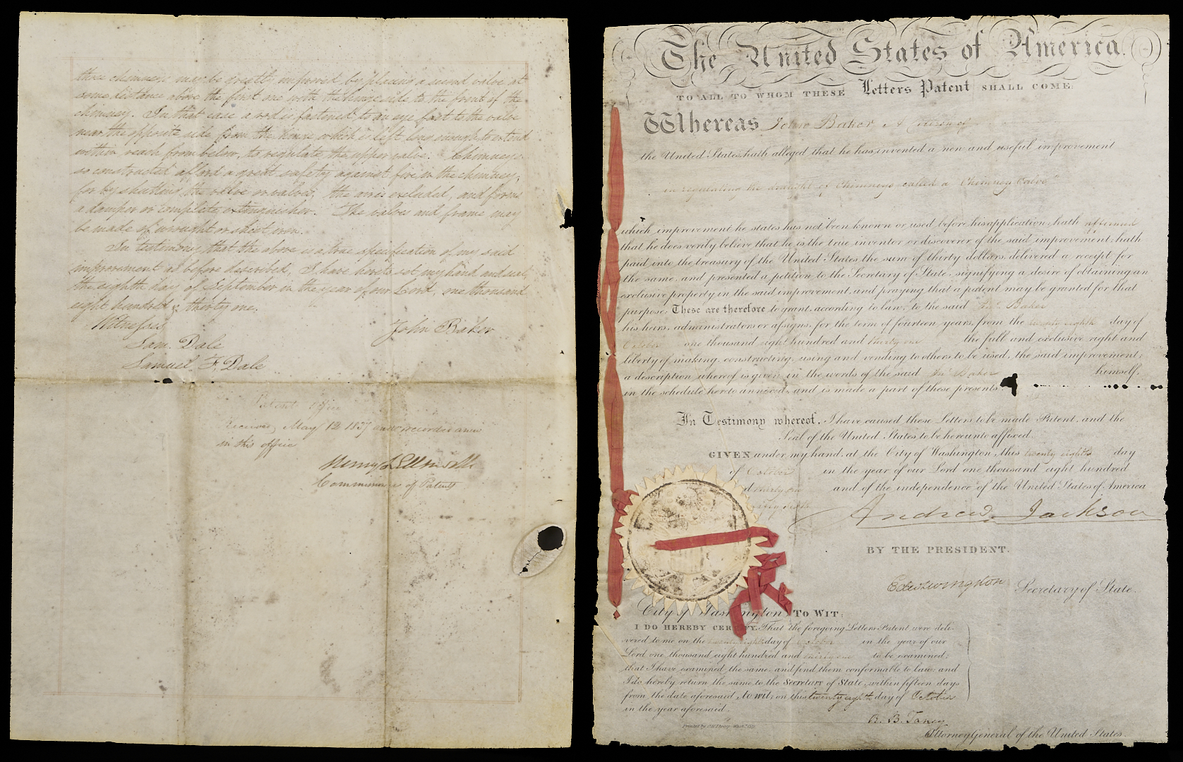 Lot 495: President Andrew Jackson Signed Patent, 1831
