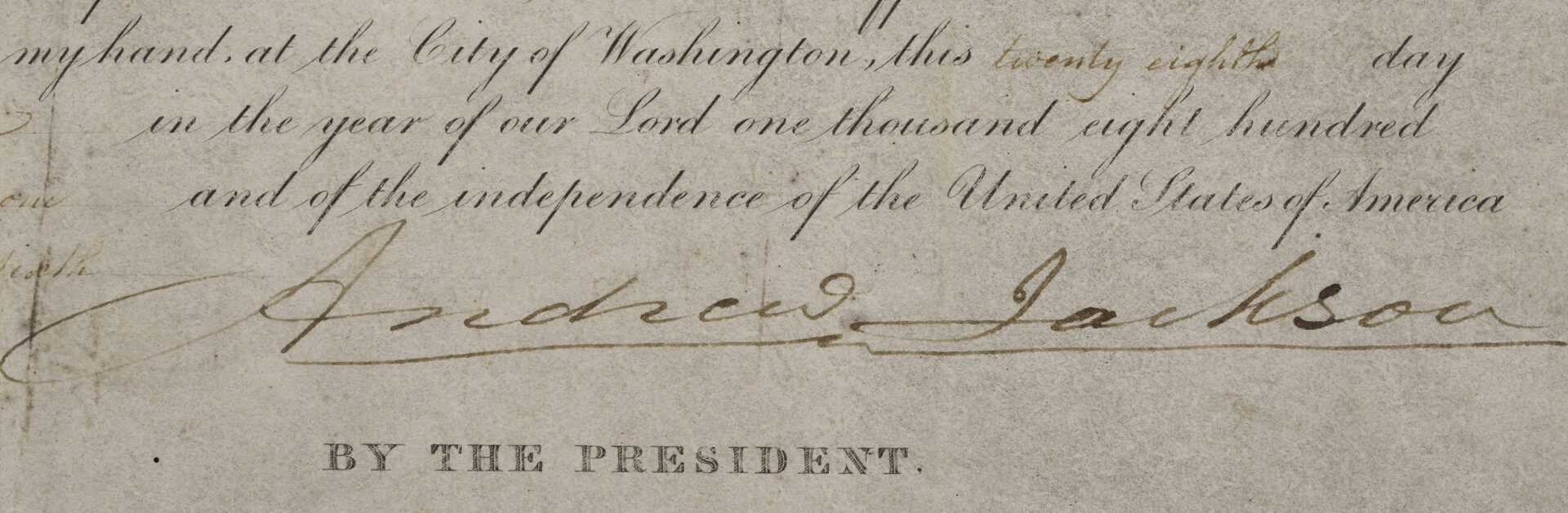 Lot 495: President Andrew Jackson Signed Patent, 1831