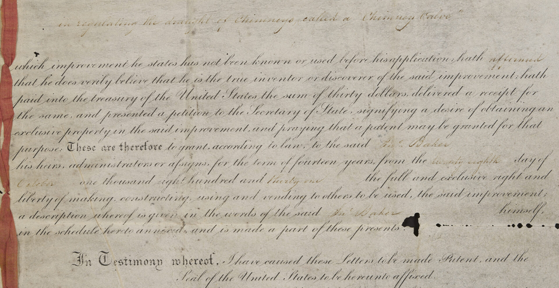 Lot 495: President Andrew Jackson Signed Patent, 1831