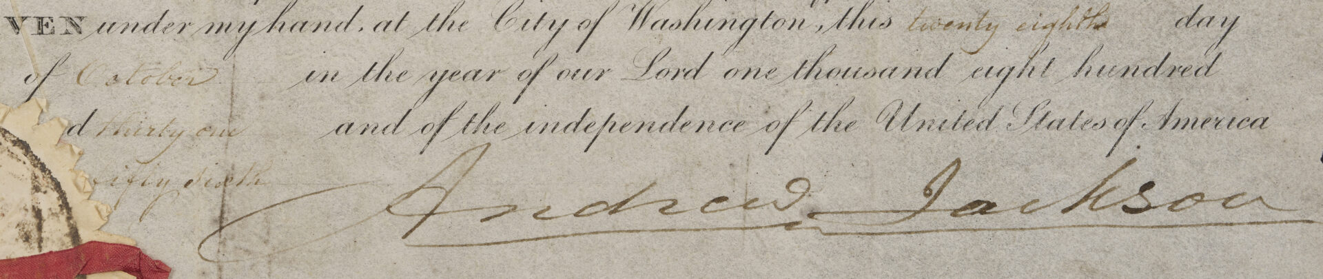 Lot 495: President Andrew Jackson Signed Patent, 1831