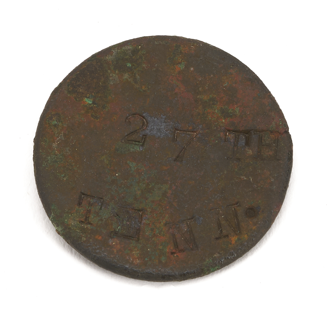 Lot 497: Confederate TN 27th Infantry Button