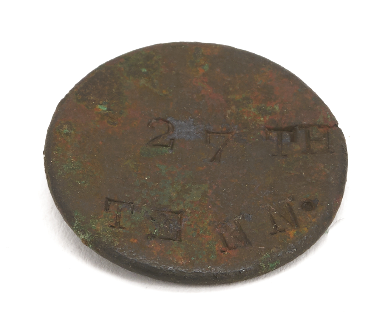 Lot 497: Confederate TN 27th Infantry Button