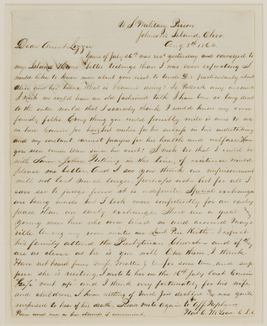 Lot 499: 10th KY CSA POW Letter, Morgan’s Raiders related