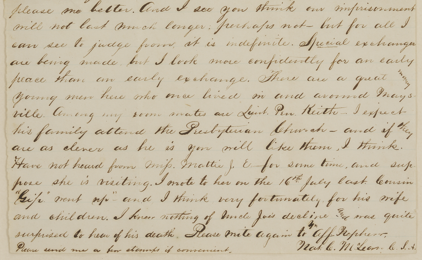 Lot 499: 10th KY CSA POW Letter, Morgan’s Raiders related