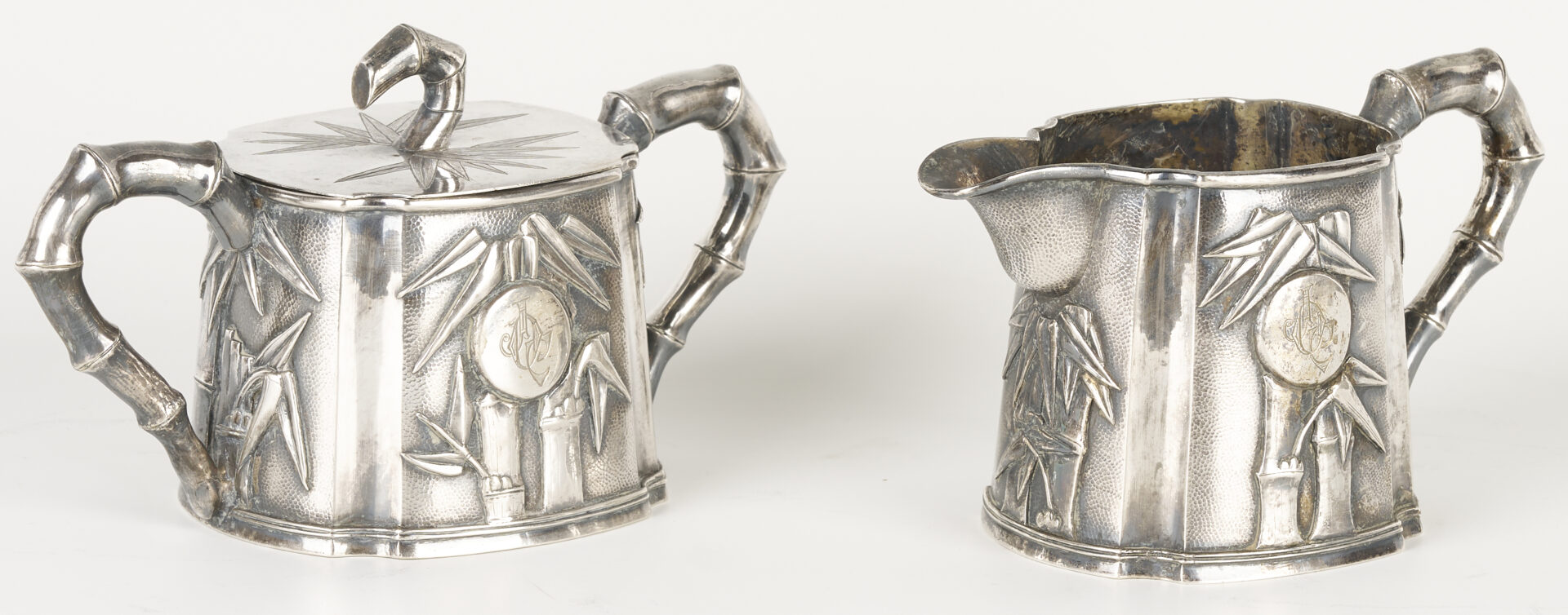 Lot 4: 4-Pc. Chinese Export Sterling Tea Service & Sterling Shakers