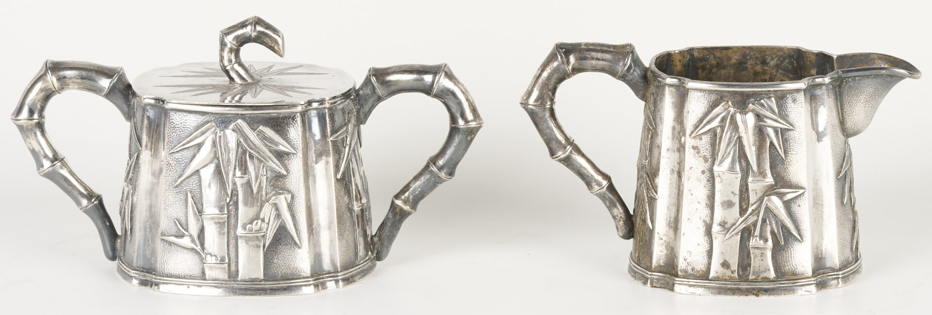 Lot 4: 4-Pc. Chinese Export Sterling Tea Service & Sterling Shakers