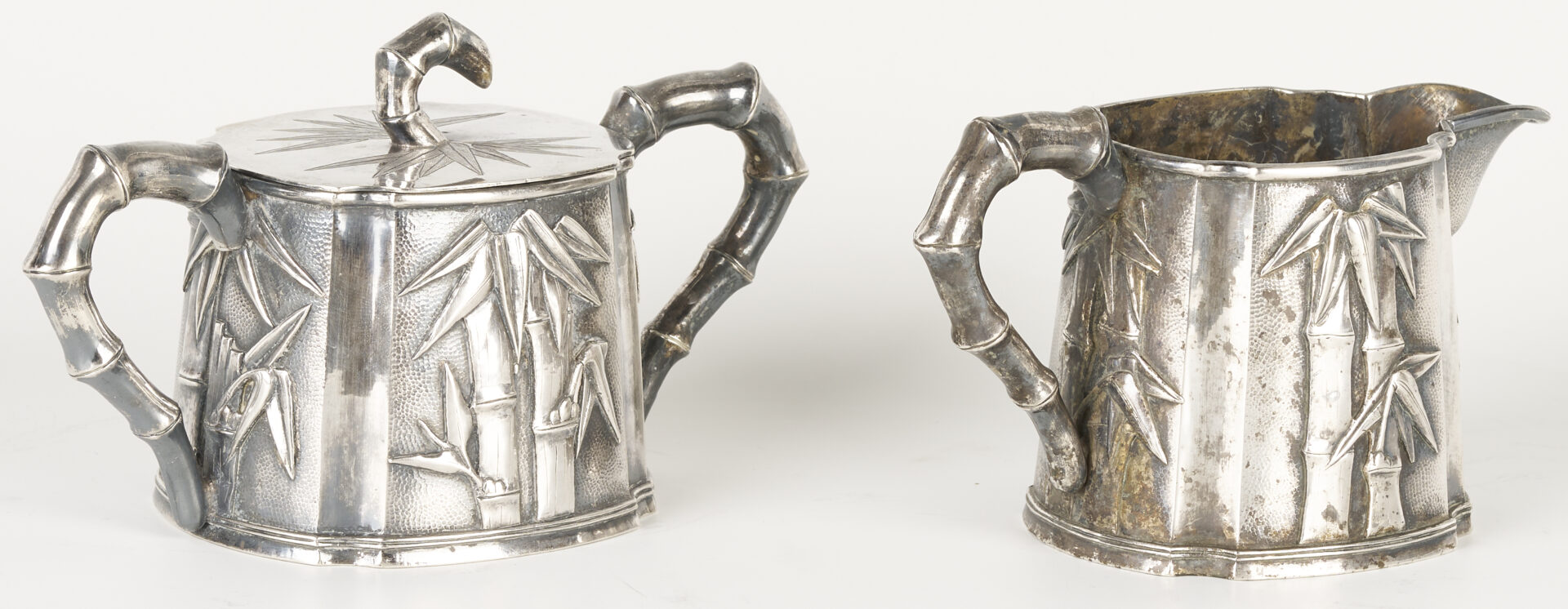 Lot 4: 4-Pc. Chinese Export Sterling Tea Service & Sterling Shakers