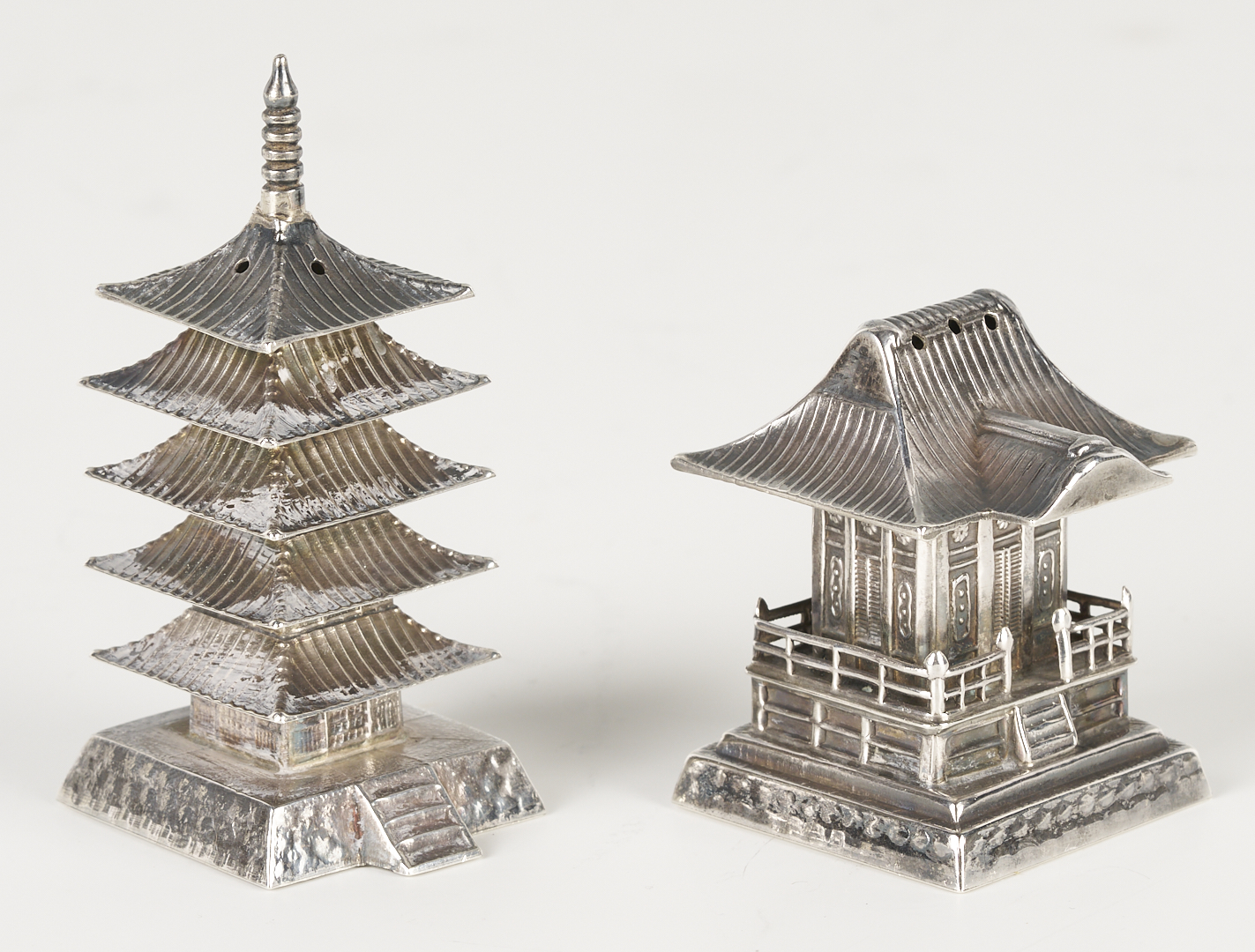 Lot 4: 4-Pc. Chinese Export Sterling Tea Service & Sterling Shakers