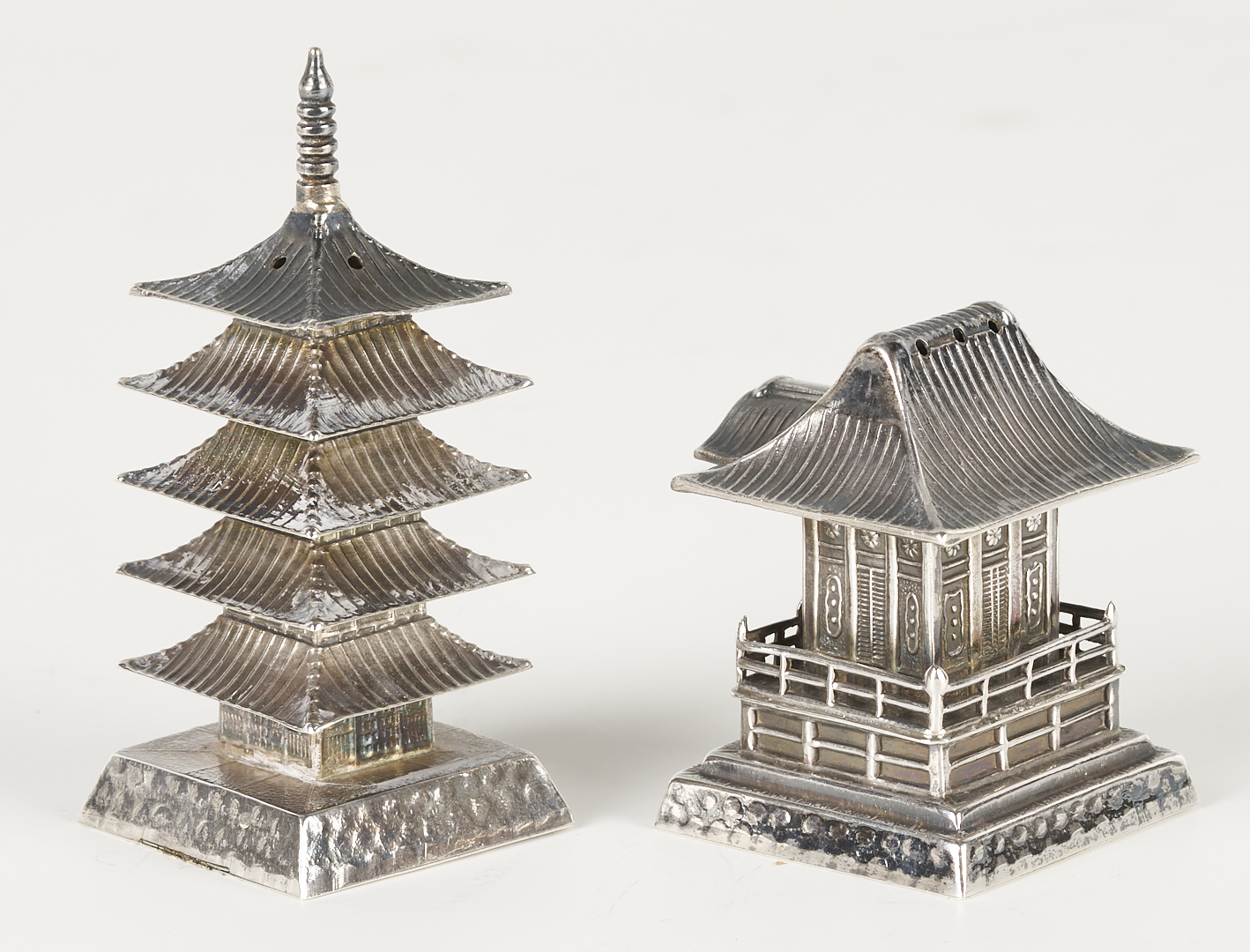 Lot 4: 4-Pc. Chinese Export Sterling Tea Service & Sterling Shakers