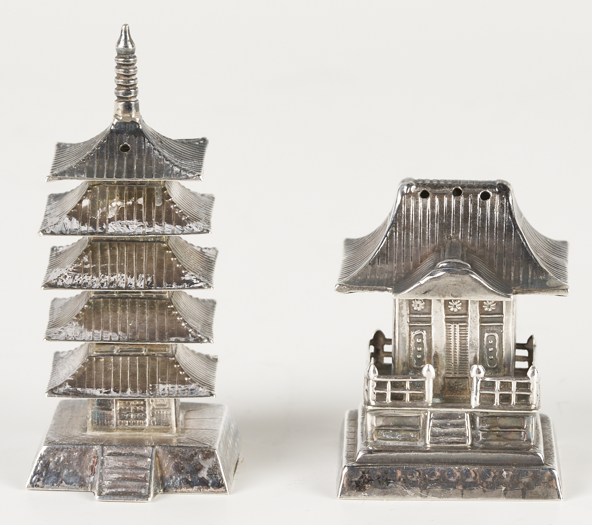 Lot 4: 4-Pc. Chinese Export Sterling Tea Service & Sterling Shakers