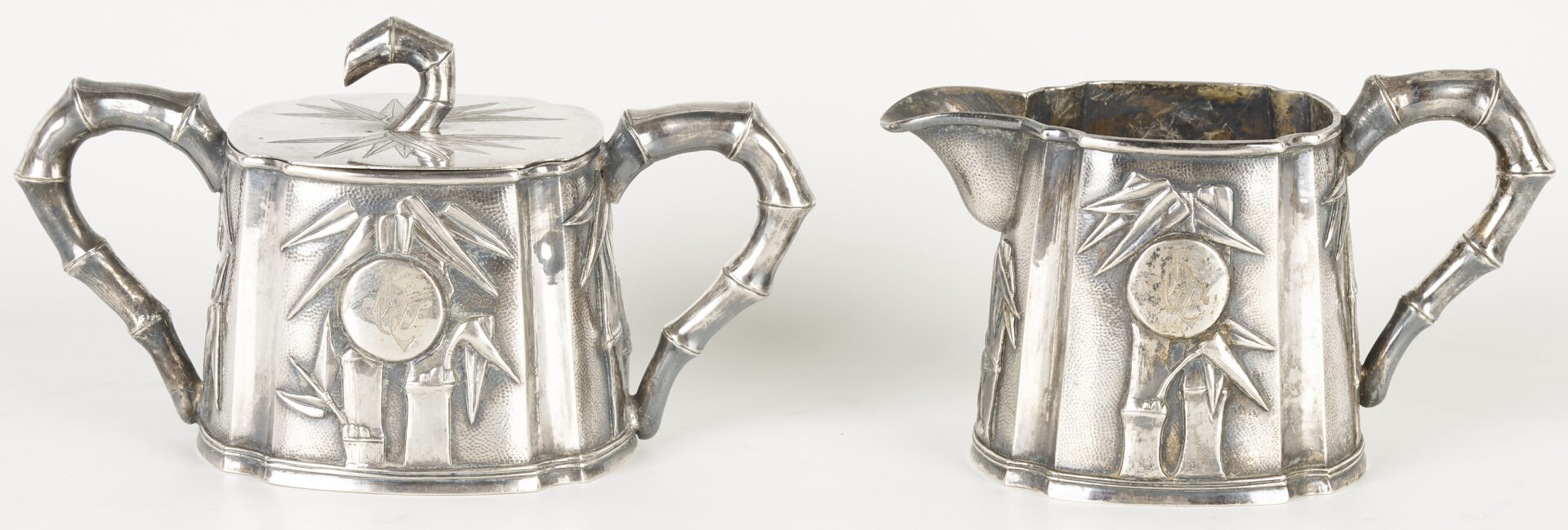 Lot 4: 4-Pc. Chinese Export Sterling Tea Service & Sterling Shakers