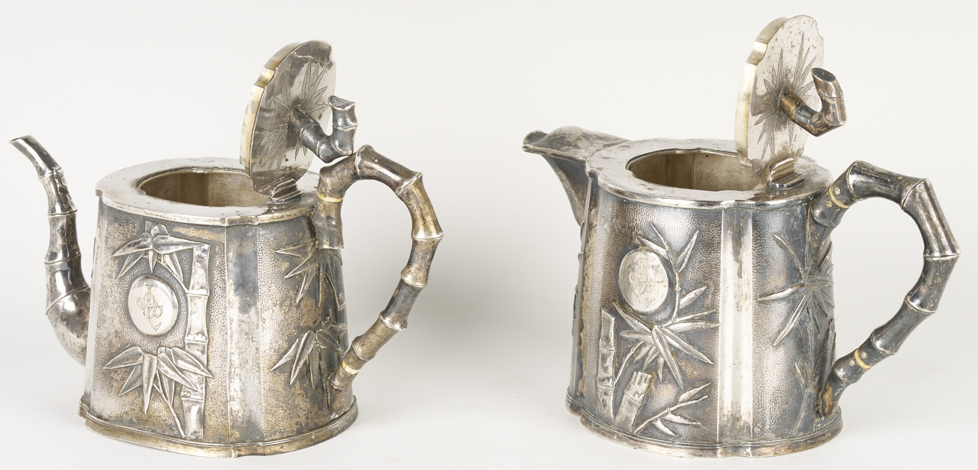 Lot 4: 4-Pc. Chinese Export Sterling Tea Service & Sterling Shakers