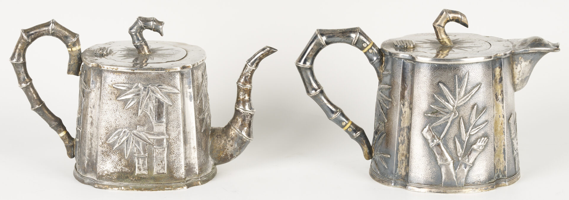 Lot 4: 4-Pc. Chinese Export Sterling Tea Service & Sterling Shakers