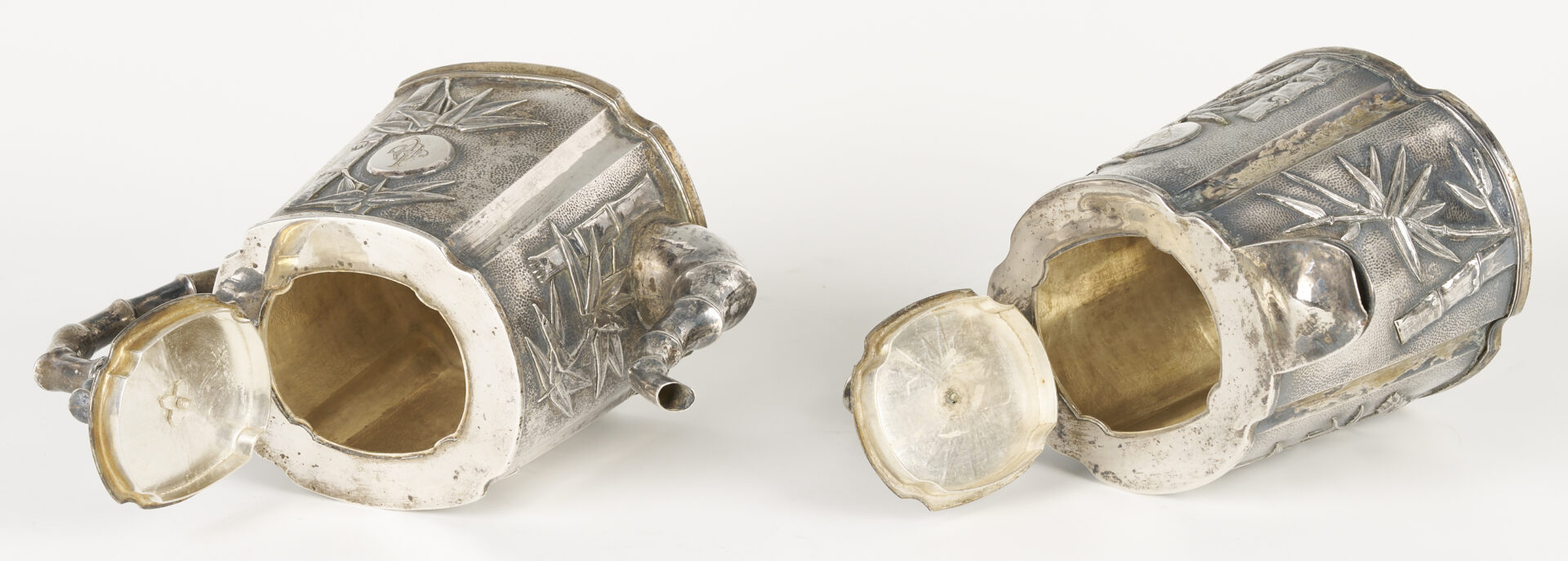 Lot 4: 4-Pc. Chinese Export Sterling Tea Service & Sterling Shakers