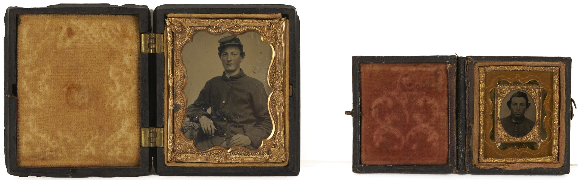 Lot 500: 3 Civil War Soldier Tintypes, incl. Gem Sized CSA