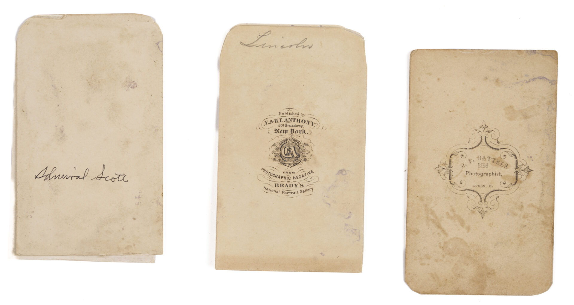 Lot 502: 9 19th Cent. Photos, incl. Brady Lincoln CDV, Akron OH