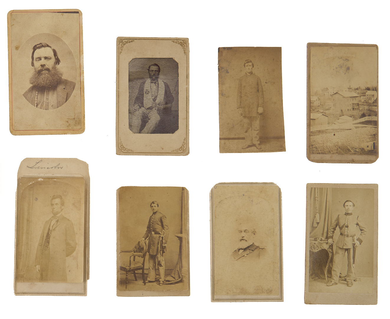 Lot 502: 9 19th Cent. Photos, incl. Brady Lincoln CDV, Akron OH