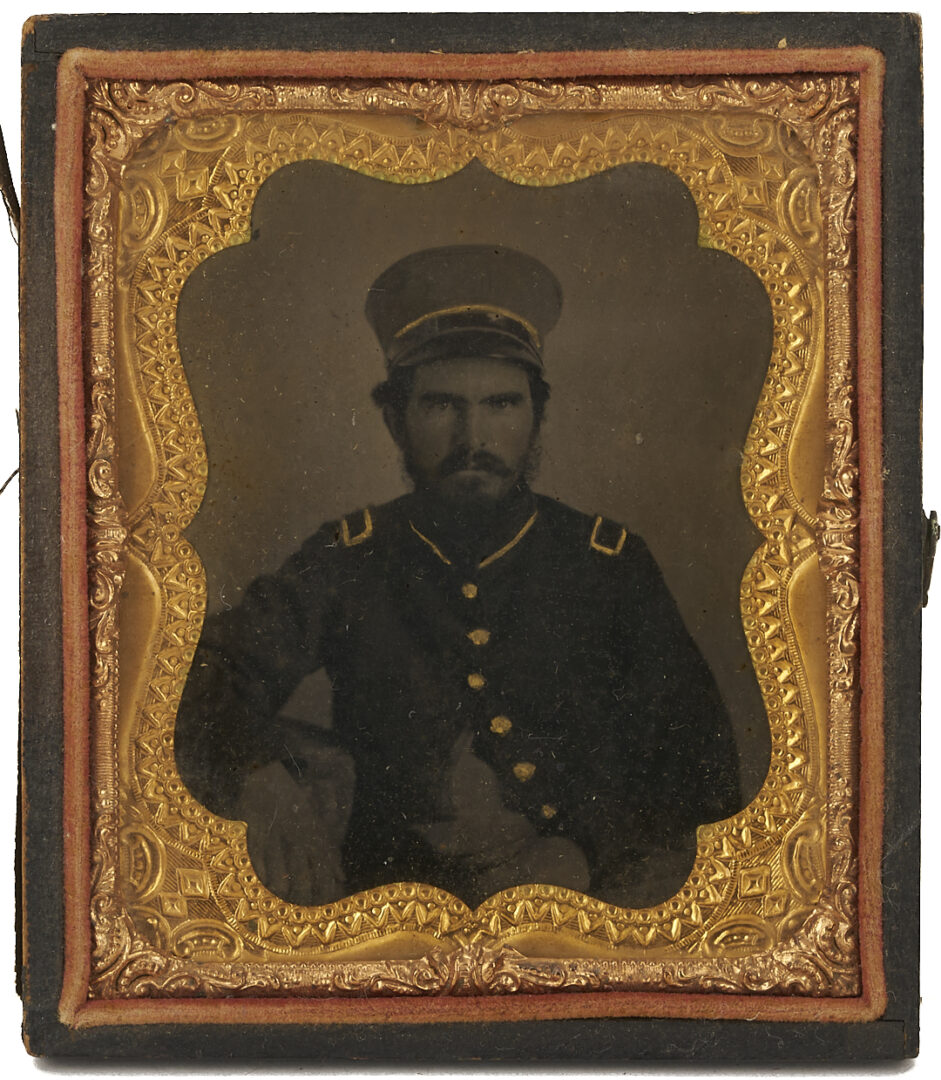 Lot 503: 19th C. Tintype of Officer with Wheel Cap, TN History