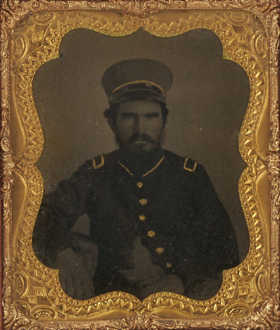 Lot 503: 19th C. Tintype of Officer with Wheel Cap, TN History
