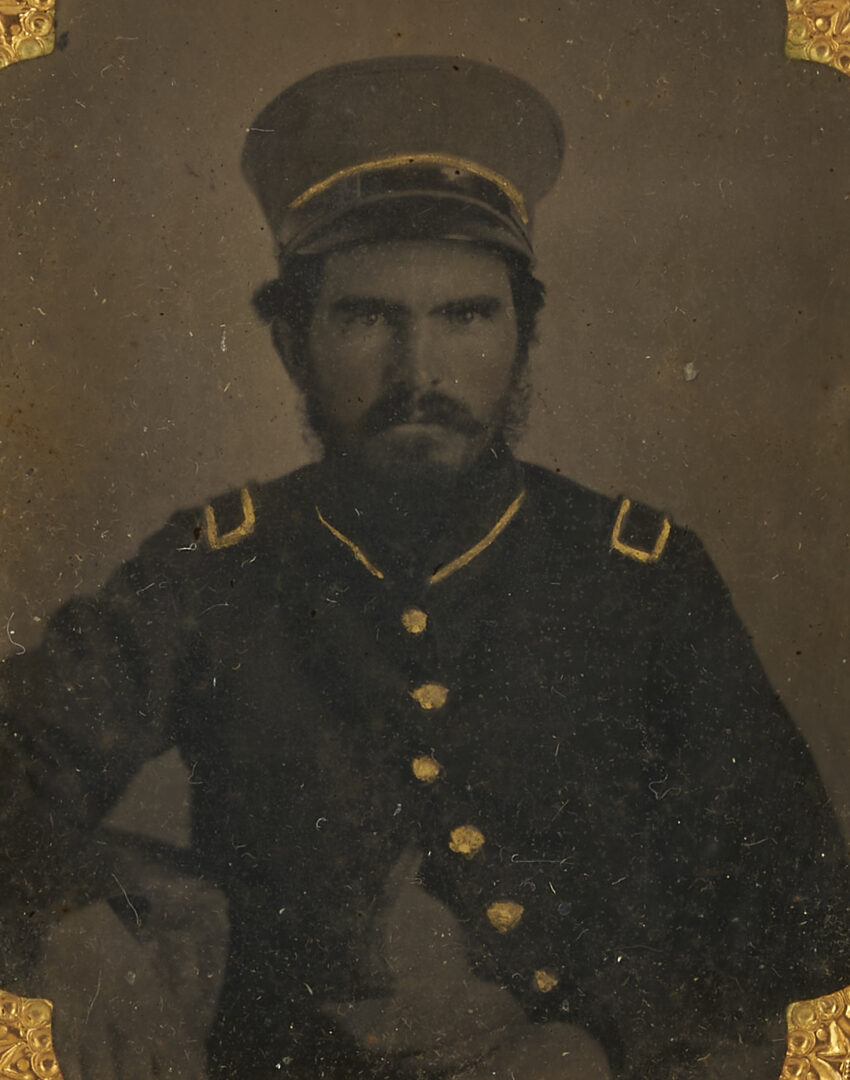 Lot 503: 19th C. Tintype of Officer with Wheel Cap, TN History