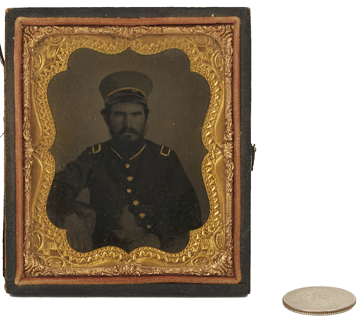 Lot 503: 19th C. Tintype of Officer with Wheel Cap, TN History