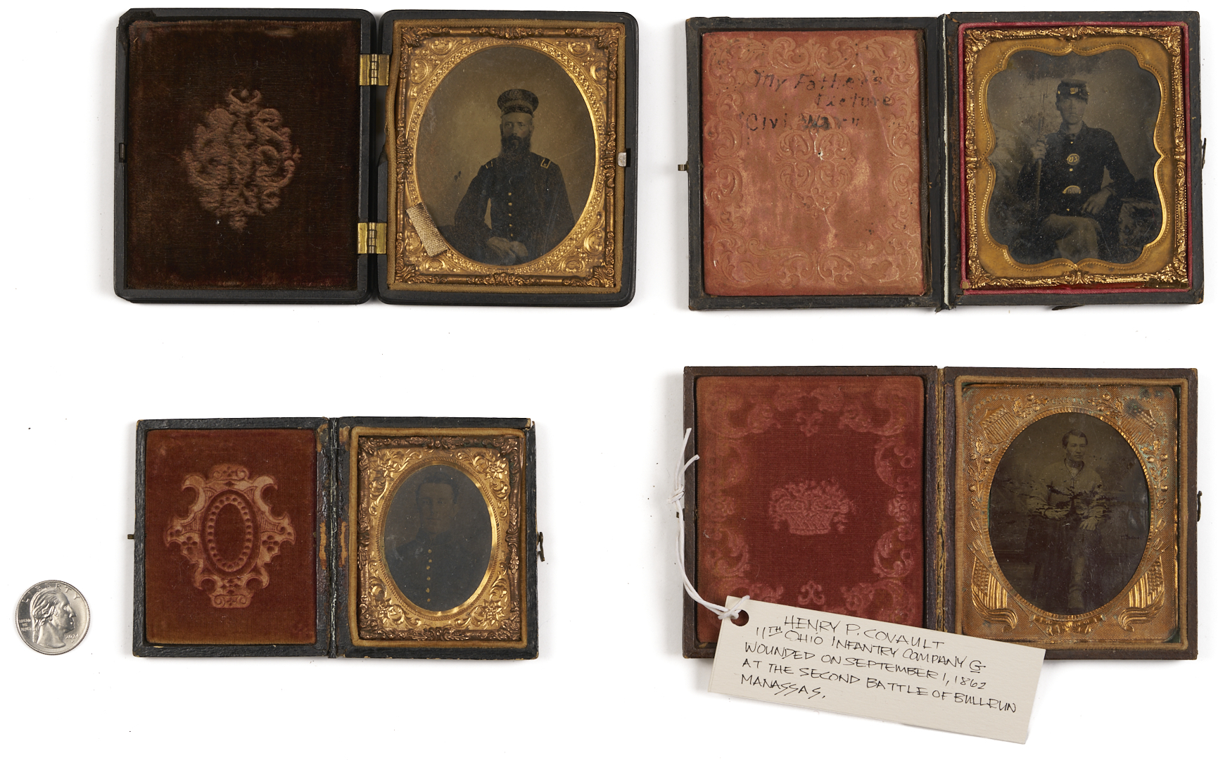 Lot 504: 4 Civil War Soldier Tintypes, Likely Union