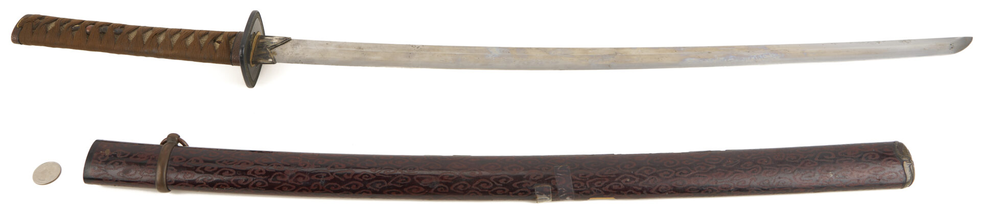 Lot 510: Japanese Longsword in Wooden Lacquer Scabbard