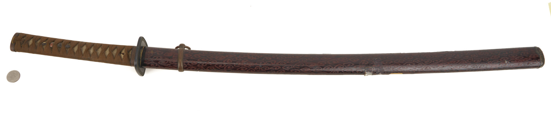 Lot 510: Japanese Longsword in Wooden Lacquer Scabbard