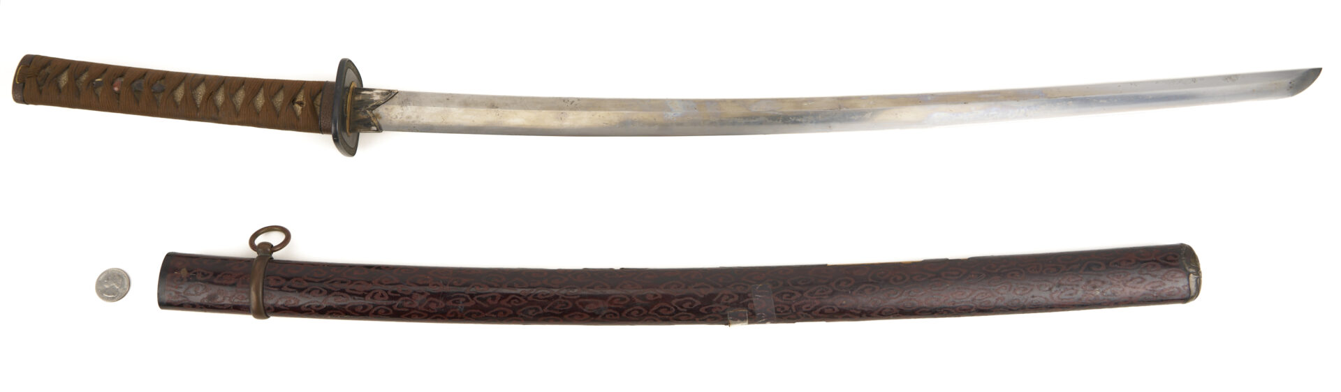 Lot 510: Japanese Longsword in Wooden Lacquer Scabbard